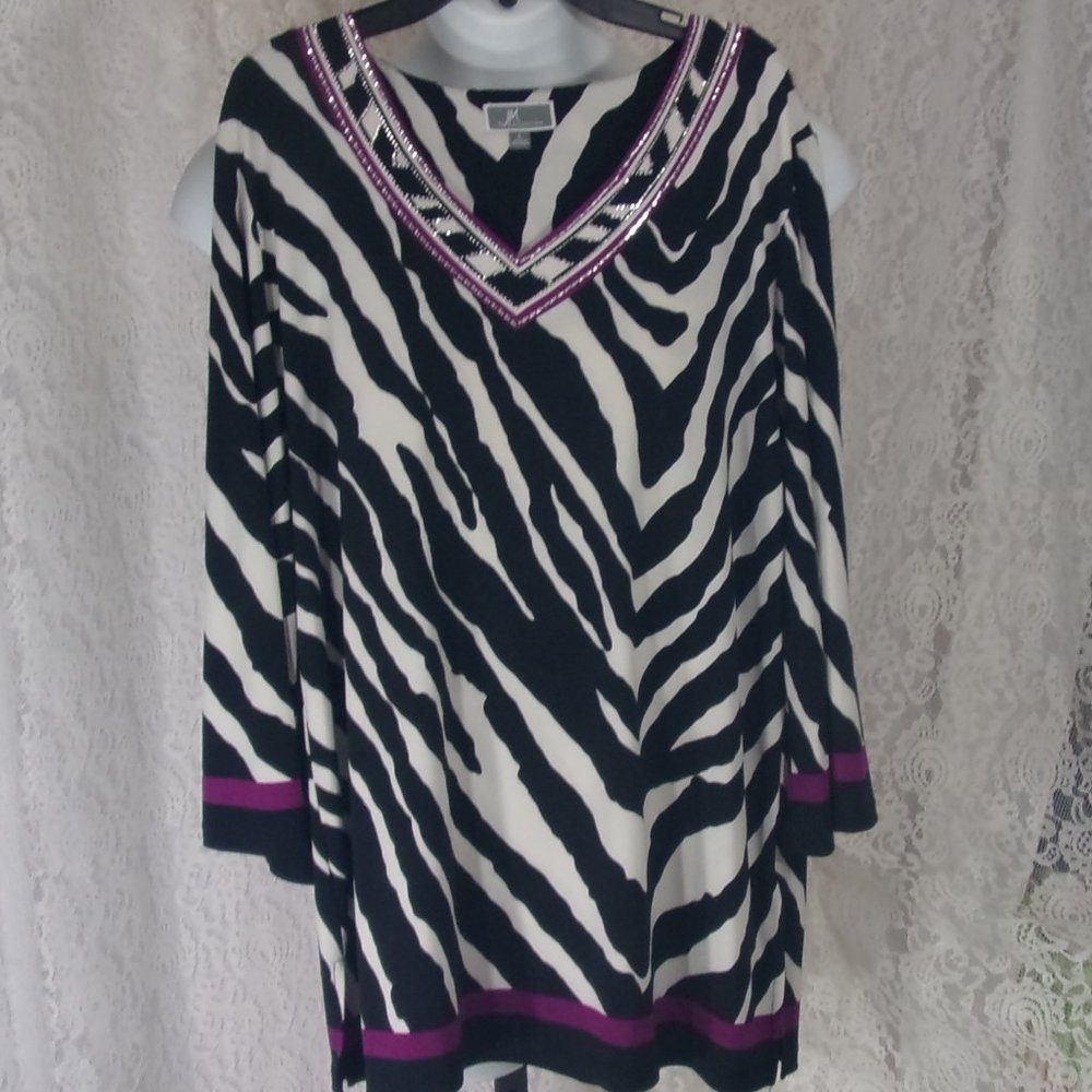JM Collection Zebra Top Blouse